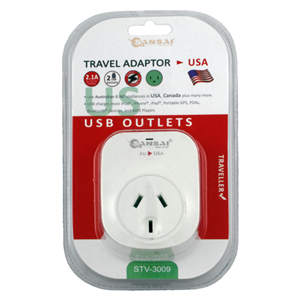 Australia/NZ to USA Travel Adaptor, For Outgoing tourists to USA. Converts NZ/AU socket to 3 pin USA plug,