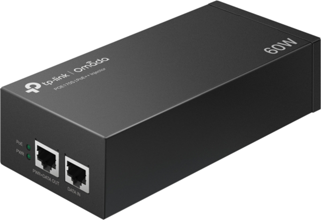PoE++ Injector Adapter</br>PORT: 1&times; Gigabit PoE Port, 1&times; Gigabit Non-PoE Port</br>SPEC: 802.3bt/at/af Compliant, 60 W PoE Power, Data and Power Carried over The Same Cable Up to 100 Meters, Steel Case, Pocket Size, Integrated Power Supply