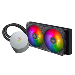 Expandable water block features a seamless 360° rotatable top cover, 2x Addressable RGB fans, 10 pre-set effects, 500 - 2200RPM, 12.1 - 33.1dBA, Max airflow 75.74CFM</br>Dimensions Fan:  (LxWxD) 120 x 120 x 25mm Radiator: (LxWxH) 277  x 120 x 28mm </br>Supports the following: Intel LGA 115X/1200/1700/2011/2066, AMD socket AM5/AM4, 3 year warranty</br>