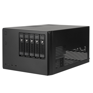 SST-CS351 G49CS351B000020 Case Storage, 5bay 3.5"/2.5" hot-swap, M-ATX MB, ATX PSU, Plastic front bezel, Steel body, 2*USB 3.0 Type A, 1*USB3.1 Gen 2 Type C, 14.5"expansion card capable, Black
Hot-swap drive trays support up to five 3.5" or 2.5" SAS-12G / SATA-6G drives. 
Supports 8 x 2.5" hard drive and up to 7 x 3.5" hard drives. 
Accommodates Micro-ATX motherboard and ATX PSUs. 
Supports up to 368mm (14.5") expansion cards. 
Front I/O includes USB Type-C x 1, USB 3.0 x 2, combo audio x 1.