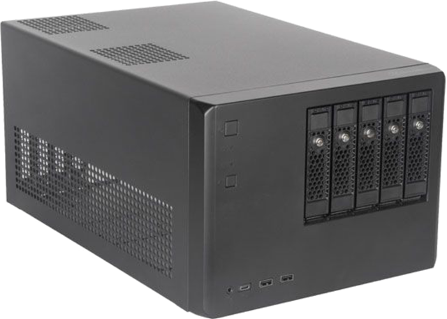 SST-CS351 G49CS351B000020 Case Storage, 5bay 3.5"/2.5" hot-swap, M-ATX MB, ATX PSU, Plastic front bezel, Steel body, 2*USB 3.0 Type A, 1*USB3.1 Gen 2 Type C, 14.5"expansion card capable, Black</br>Hot-swap drive trays support up to five 3.5" or 2.5" SAS-12G / SATA-6G drives. </br>Supports 8 x 2.5" hard drive and up to 7 x 3.5" hard drives. </br>Accommodates Micro-ATX motherboard and ATX PSUs. </br>Supports up to 368mm (14.5") expansion cards. </br>Front I/O includes USB Type-C x 1, USB 3.0 x 2, combo audio x 1.