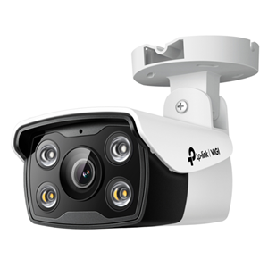 VIGI 4MP Outdoor Full-Color Bullet Network Camera, 2.8mm Wide Angle Lens
•	4MP High Definition: The camera comes with 4MP–more than enough pixels to pick up some of the more discrete details.
•	24h Full-Color: Obtain 24-hour color details, even in pitch-black conditions, via high-sensitivity sensor and included spotlight LEDs.
•	Waterproof: Reliable IP66 for stable outdoor performance. 
•	Smart Detection (human detection, motion detection, area intrusion, line-crossing, video tampering): Receive notifications and check feeds when someone crosses a boundary, enters an area you