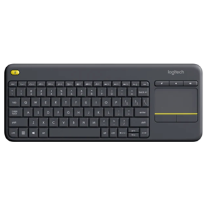 Charcoal Wireless Keyboard with Trackpad, Customizable Control, Media-Friendly TV Keyboard, 2x AA Batteries (Included)
