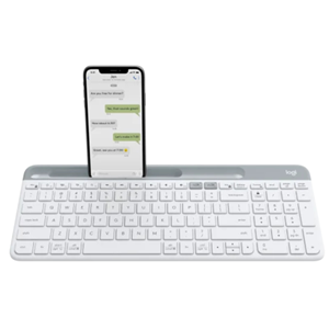 Own your space with the K580 Slim Multi-Device – an ultra-thin and design-forward keyboard perfect for simultaneously typing your ideas on your computer and a text on your smartphone