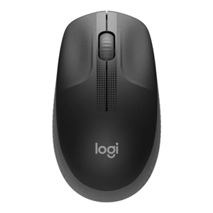 Logitech M190 is a large-size wireless mouse with a comfortable contoured design that follows the natural curve of medium to large hands. Battery life: 18 months