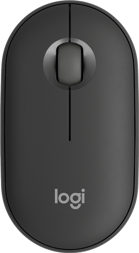 Pebble Wireless Optical Mouse, connect via bluetooth/usb receiver, quiet click sound</br>1x AA battery (up to 24 months battery life) </br>Colour: Graphite