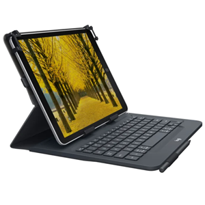 Universal Folio locks 9-10 inch tablets at the perfect angle for typing on any surface. Protects from everyday wear and spills, and features a Bluetooth connection and 2-year battery.