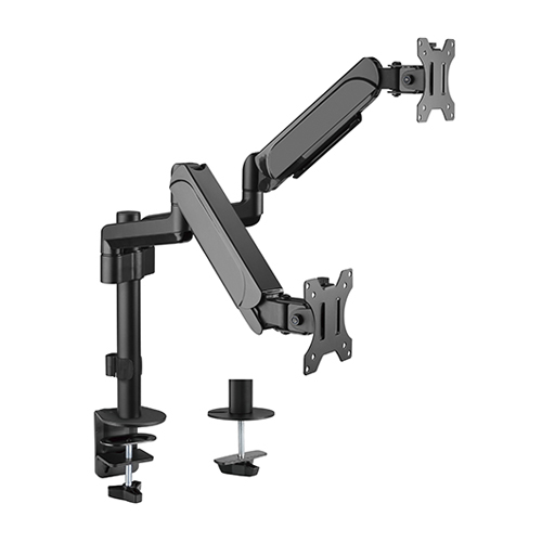 BRATECK 17"-32" Pole-Mounted Gas Spring Dual Monitor Desk Mount Bracket with Detachable VESA Plate. Max Load 9Kgs Per Arm, Supports VESA 75x75 & 100x100, Extend, Tilt, & Swivel, Clamp or Grommet Instal.</br></br>With robust construction and effortless adjustments, the LDT48-C024 Pole-Mounted Gas Spring Monitor Arm firmly holds the displays above the work surface, freeing-up valuable desk space. Ideal for organizing and optimizing any home or office work area. An internal gas spring mechanism provides smooth and quick adjustments for the most comfortable viewing angles. Quick-release VESA plate makes monitor installation or removal fast and easy. Built-in cable management keeps wires hidden and arranged for a cleaner look. Best of all, the LDT48-C024 is competitively priced to build sales and profits for your business.