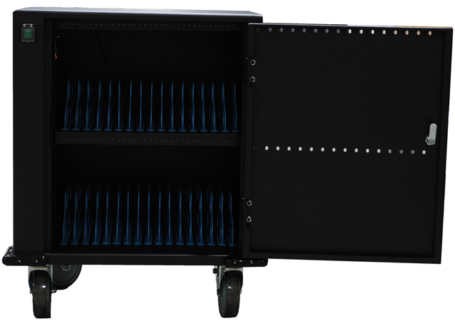 The mobile charging cabinet from DIGITUS® is the ideal and compact solution for storing and charging your portable devices such as notebooks and tablets. Mobile charging cabinets are frequently used in public facilities such as schools in order to store devices securely at a central location while charging them at the same time. The cabinet includes 32 charging stations, all of which have their own USB connection on the front. 32 Bays fast charging station, USB-C Power Delivery (PD 3.0) charging ports with output power up to 3A/18W per port and 576W total, Robust, secure, powder-coated metal housing, lockable by PIN code, Universal C20 power connector, C19 to AU/NZ power cable included, Robust stainless-steel handle and four castors, two of which are locked</br></br>Does not come with device charging cables</br>