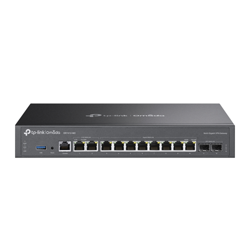 2× 2.5Gb RJ45 WAN/LAN ports </br>10× Gigabit WAN/LAN Ports (2× SFP, 8× RJ45)</br>1× USB 3.0 Port (Supports USB storage)</br>Up to 11 WAN ports</br>Multi-WAN Load Balancing raises the utilization rate of multi-line broadband</br>High-security SSL/ IPSec / GRE§ / WireGuard / PPTP / L2TP VPN & OpenVPN</br>Centralized cloud management via the web or the Omada app*</br>Standalone management via web, CLI, SNMP, and RMON</br>DoS defense, IP/MAC/URL filtering, DPI, and IPS/IDS for enhanced security.</br>