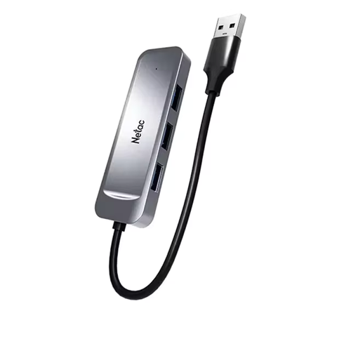 Netac USB Hub WF11, USB-A to USB3.0*4, Up to 5Gbps transfer rate, 95.7*30.6*11mm</br>