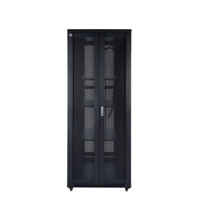 4Cabling 45RU 800mm Wide x 800mm Deep Server Rack with Bi-Fold Mesh Door</br>FEATURES</br>Supplied fully assembled</br>Constructed from high-quality cold-rolled steel</br>Rails 2mm, frame and doors 1.2mm, panels, shelves and cable management 1.2mm</br>Lockable bi-fold mesh front and rear door, solid lockable steel side doors</br>Vertical cable management channels front and rear</br>4-way ceiling mount fan kit</br>6-way rack mount power rail</br>40 sets of cage nuts</br>3 x fixed shelves</br>Adjustable 19" L rails front and rear of server rack with RU markings</br>Levelling feet and lockable castor wheels</br>Cable entry glands on the top and bottom</br>Earthed doors and side panels</br>Static loading capacity 800kg</br>Designed/built to ANSI EIA/ECA-310-E, IEC 297-2, DIN 41491/41494 standards</br></br>Direct Delivery Item