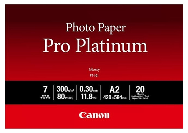 A2, 20 Sheets, 300GSM - This professional grade high gloss paper achieves rich, deep blacks with bright, vivid photographic results. With wide colour reproduction, this glossy heavyweight paper produces image quality which is crisp and sharp