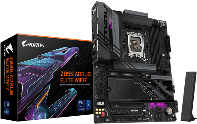 Gigabyte Z890 Aorus Elite WIFI7 ATX LGA1851 Motherboard</br></br>CPU: Supports Intel® Core™ Ultra (Series 2) processors, VRM Design: 16+1+2 digital twin phases with 80A smart power stages, Memory: 4 x DDR5 DIMM slots, dual-channel, up to 192GB, XMP support, Storage: 4 x M.2 slots (1 x PCIe 5.0, 3 x PCIe 4.0), 6 x SATA 6Gb/s ports, Networking: 2.5GbE LAN, Wi-Fi 7, Bluetooth 5.4, USB: Thunderbolt™ 4 Type-C, USB-C 10Gb/s (front), multiple USB 3.2 and USB 2.0 ports, PCIe Slots: 2 x PCIe 5.0 x16 slots, Audio: Realtek ALC897 codec, Cooling: Hybrid fan headers, advanced thermal design.