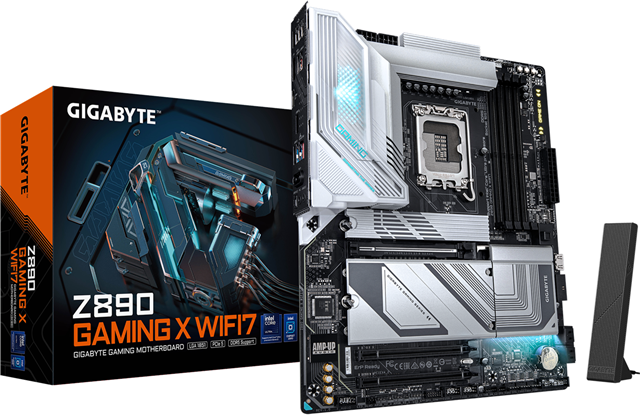 Gigabyte Z890 GAMING X WIFI7 ATX LGA1851 Motherboard</br></br>CPU: Supports Intel® Core Ultra processors (Series 2), VRM Design: 16+1+2 phases, 60A DrMOS, Memory: 4 x DDR5 DIMM slots, dual-channel, up to 256GB, XMP support, Storage: 4 x M.2 slots (PCIe 5.0 and PCIe 4.0), 4 x SATA 6Gb/s ports, Networking: 2.5GbE LAN, Wi-Fi 7, USB: USB4, USB-C, multiple USB 3.2 and USB 2.0 ports, PCIe Slots: 1 x PCIe 5.0 x16, 1 x PCIe 4.0 x16, Audio: Realtek 7.1-channel codec, Cooling: VRM Thermal Armor, M.2 Thermal Guard?