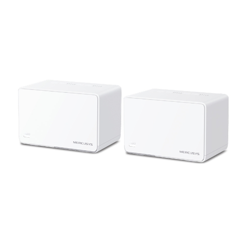 2-Pack AX3000 Whole Home Mesh Wi-Fi 6 System</br>SPEED: 574 Mbps at 2.4 GHz + 2402 Mbps at 5 GHz</br>SPEC: Internal Antennas, 3× Gigabit Ports per Unit (WAN/LAN auto-sensing), 1024-QAM, OFDMA, HE160</br>FEATURE: MERCUSYS APP, Router/AP Mode, One Unified Network, Seamless Roaming, Easy Expansion, Parental Controls, QoS, IPTV, IPv6, MU-MIMO, Beamforming, Smart Connect, WPA3, BSS Color, TWT</br>