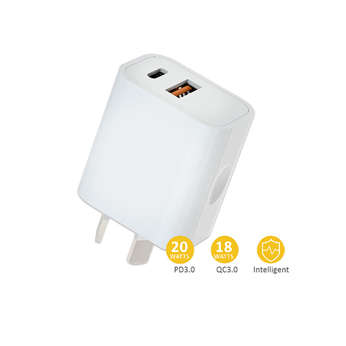 Support Multi-model quick charge by PD3.0 & QC3.0</br>Dual Port wall charger features one USB-C and USB-A port for fast and convenient charging of two devices simultaneously</br>The USB-C Port is enabled with the PD3.0 technology with the maximum power of 20Watts for super-fast charging of your USB-C enabled device</br>The USB-A quick charge 3.0 port also can deliver 20W of charging power to compatible devices when the two outlets are used separately.