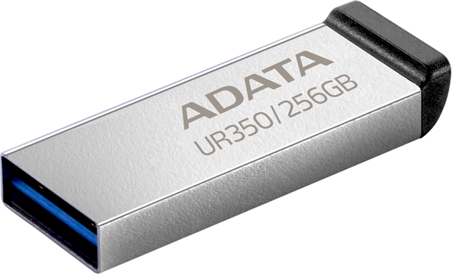UR350 Flash Drive USB 3.2 Gen1 5Gbps (backward compatible with USB 2.0), 256GB Capacity, 31.9 x 12 x 5.7mm, 3.5g each, Silver, Hassle-free capless design, Waterproof and dustproof with COB design, Sturdy nickel-toned housing provides a solid construction</br>