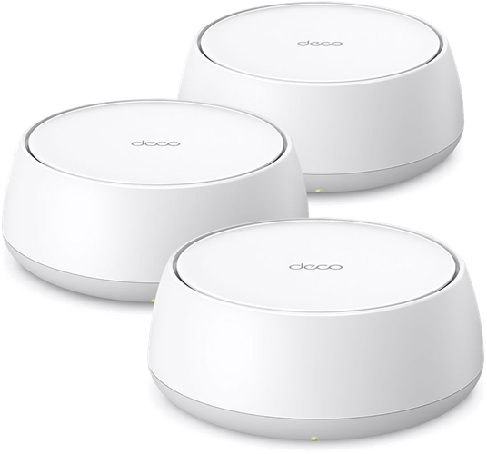 Deco BE25  3-pack</br>5 Gbps Dual-Band Wi-Fi – 4324 Mbps (5 GHz) + 688 Mbps (2.4 GHz).†</br>2.5 Gbps Wired Connections</br>Wireless and Wired Combined Backhaul</br>Multi-Link Operation (MLO) – Simultaneously send and receive data across different bands and channels</br>Seamless AI-Driven Roaming</br>TP-Link HomeShield</br>Universal Compatibility – Backward compatible with all Wi-Fi generations and works with any internet service provider (ISP) and modem</br>