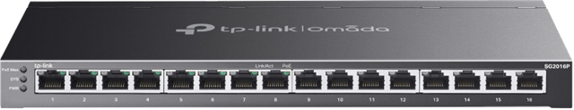 Omada  16-Port Gigabit Smart Switch with 8-Port PoE+</br>PORT: 8× Gigabit PoE+ Ports</br>SPEC: 802.3af/at, 120 W PoE Power, Desktop Steel Case</br>FEATURE: Integration with Omada SDN Controller, Static Routing, 802.1Q VLAN, STP/RSTP/MSTP, IGMP Snooping, 802.1p/DSCP QoS, ACL, 802.1x, Radius/Tacacs+ Authentication, LACP, CLI, SNMP, Dual Image, IPv6</br>Omada SDN platform for centralised cloud management.</br></br>