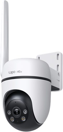 "Outdoor Pan/Tilt 4G LTE Camera</br>SPEC: 1080p (1920x1080), 4G LTE (LTE-FDD: B1/3/5/7/8/20/28, LTE-TDD: B38/40/41), 1 × External Antenna, 1 × PoE Port, Horizontal 360º</br>FEATURE: Pan/Tilt, Starlight Color Night Vision, Smart AI Detection and Notifications (motion, people, pets, cars), Sound and Light Alarm, Remote Control, Two-Way Audio, Voice Control (Works with Google Assistant and Alexa), Local Storage through microSD Card (Up to 512 GB), Tapo App, Weatherproof (IP66), Night Vision (Up to 30 m)"</br>