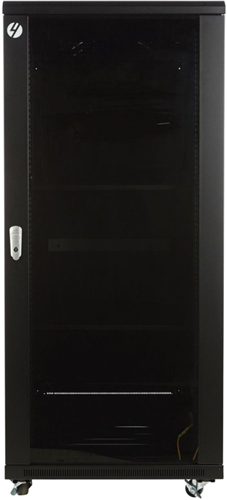 4Cabling 27RU 600mm Wide x 1000mm Deep Free Standing Server Rack</br>FEATURES</br>Supplied Fully Assembled</br>Constructed from High-Quality Cold-Rolled Steel</br>Rails 2mm, frame and doors 1.2mm, panels, shelves and cable management 1.2mm</br>4-way Ceiling Mount Fan Kit</br>6-way Rack Mount Power Rail</br>20 sets of cage nuts</br>2 x fixed shelves</br>Lockable tempered glass front door, solid lockable steel side and back doors</br>Adjustable 19" L rails front and rear of server rack</br>Levelling feet and lockable castor wheels</br>Cable entry glands on the top and bottom</br>Earthed doors and side panels</br>Static loading capacity 800kg</br>Designed/built to ANSI-310-D, IEC 297-2, DIN 41491/41494 Standards</br></br>Direct Delivery Item from Supplier