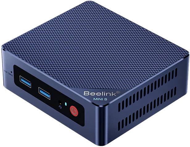 BEELINK Mini S12 Pro - Mini PC - Intel 12th Gen N100 4 Core 4 Thread up to 3.4GHz - 16GB DDR4-3200 SoDIMM - 500GB M.2 SSD - 2.5" SATA bay in early revision, second M.2 port in later revision - Intel UHD Graphics - 2x HDMI - RJ45 Gigabit Ethernet - Wi-Fi 6 - Bluetooth 5.2 - 3.5mm audio jack - 4x USB3.2, 115 x 102 x 39mm, Windows 11 Professional installed, includes VESA mount