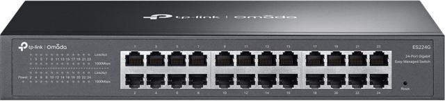 "Omada 24-Port Gigabit Easy Managed Switch</br>PORT: 24× Gigabit RJ45 Ports</br>SPEC: 1U 13-inch Rack-mountable Steel Case</br>FEATURE: Integration with Omada SDN Controller and Omada Cloud Essentials, Flow Control, Loopback Detection, Port Isolation, Port Mirroring, LAG, VLAN, IGMP Snooping, QoS, Storm Control"</br>