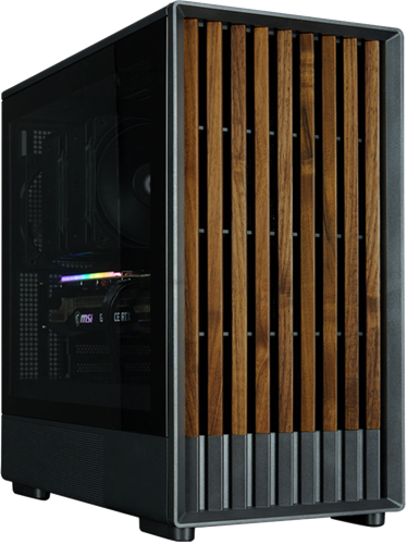 mATX Mini Tower PC Case</br>, Has Wooden Elements, 120mm Black Fan x 3 (Front, Rear)</br></br>