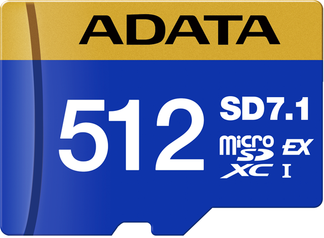512GB microSD, R/W performance up to 800MB / 700MB per sec, UHS Speed: Class 3, Speed Class: Class 10, Video Speed Class: V30, SD7.1 SD Express: PCIe Gen3 x1