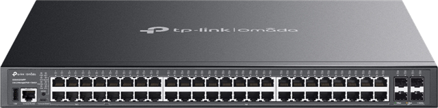•	8× Gigabit 802.3af/at/bt PoE++ ports (Max 90W per port)</br>•	40× Gigabit 802.3af/at PoE+ ports (Max 30W per port)</br>•	4× 10 Gbps SFP+ slots</br>•	Up to 770W total PoE budget*</br>•	Fast PoE and Perpetual PoE</br>•	Physical stacking up to 4 units for built-in redundancy and performance</br>•	L3 features: RIP, OSPF, Static Routing, and DHCP Server/Relay</br>•	Security strategies: ACL, Port Security, DoS Defend, 802.1X</br>•	ERPS supports rapid protection and recovery in a ring topology</br>•	Centralized cloud management via the Omada SDN controller</br>•	Standalone management via web, CLI, SNMP, and RMON</br>