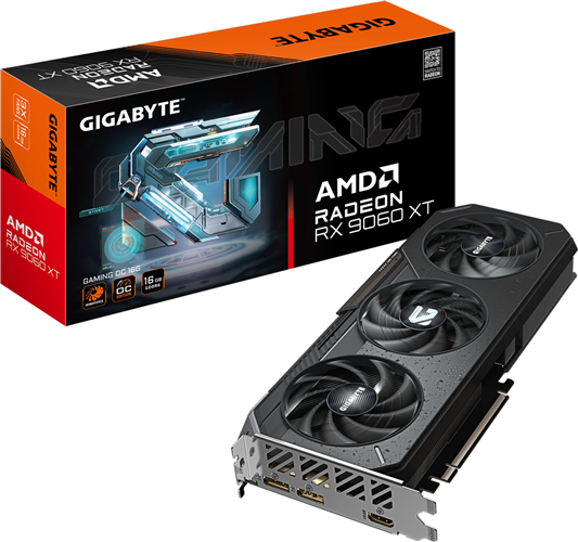 RX 9060 XT, 20 Gbps 16GB GDDR6 128 bit, PCI-E 5.0, Max res 7680 x 4320, Multi-view 3, Card size L=281 W=118 H=40 mm</br>Recommended PSU 450W, Power Connectors 8 pin*1, DisplayPort 2.1a x2 HDMI 2.1b x1