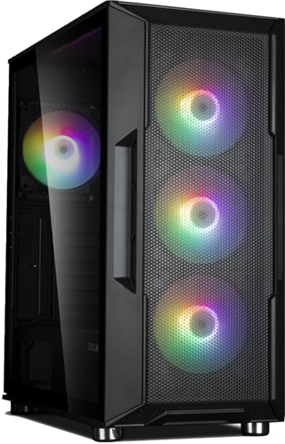 ATX Mid Tower PC Case, Pre-installed fan 3 x 120mm RGB fan in front &  1 x 120mm RGB LED fan in rear</br></br>