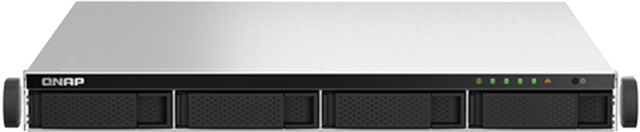 4-Bay NAS, Intel&reg; Celeron&reg; N5095 , 8GB RAM (expandable to 16GB), 4x 3.5/2.5" SATA, 2x M.2 2280, 2x 2.5GbE, 2x USB2.0, 2x USB3.2, HDMI output up to 4096x2160</br>43.3 &times; 430 &times; 479 mm, 1U Rack, 2x 250W Power Supply</br>Find compatible drives here:</br>https://www.qnap.com/en/compatibility/