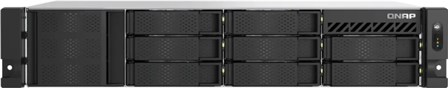 4-Bay NAS, Atom&reg; C5125 8 core 2.8 GHz processor, 8GB RAM (expandable to 64GB), 8x 3.5/2.5" SATA, 2x M.2 PCIe for Cache, 2x 2.5GbE, 4x USB 3.2</br>88 &times; 430 &times; 293 mm, 2U Short Depth Rack, 2x 300W Power Supply</br>Find compatible drives here:</br>https://www.qnap.com/en/compatibility/