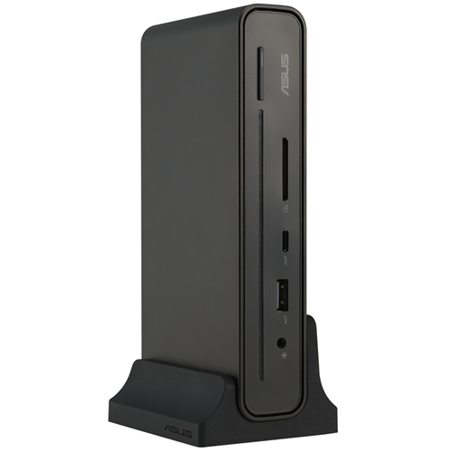 DC301, 2x DisplayPort 1.4, 1x HDMI 2.0, 2x USB-A USB 3.2 Gen1 (5V/0.9A), 1x USB-A, USB3.2 Gen2 10Gb/s (5V 2.4A) 1x USB-C, USB 3.2 Gen2 10Gb/s (5V3A), 1x RJ45 1G, 1x Audio Combo Jack, 1x SD card reader 4.0, 1x Kensignton lock,1x power button, 1x Indicator LED, 1x DC Jack (4.5 phi) </br>Triple 4K display simultaneously,Triple Displays up to 3x 4K 30hz, Dual Displays up to 2x 4K 60hz, Single Display up to 4K 60hz  </br>Power Adapter150 watt AC with up to 90 watt power delivery to ASUS laptop, 514grams, 1 year warranty