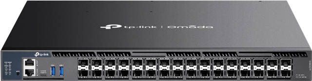 Omada 26-Port 10G Stackable L3 Managed Aggregation Switch with 6 25G Slots</br></br>    26&times; 10G SFP+ slots and 6&times; 25G SFP28 slots </br>    820 Gbps switching capacity</br>    Physical Stacking for built-in redundancy and performance</br>    L3 features: RIP, OSPF, ECMP, VRRP, PIM-DM, DHCP Server/Relay</br>    Security Strategies: ACL, Port Security, DoS Defend, 802.1X</br>    Highly Available with two field-replaceable power supplies*, VRRP, and ERPS</br>    Centralized cloud management via the Omada SDN controller</br>    Standalone management via web, CLI, SNMP, and RMON</br>