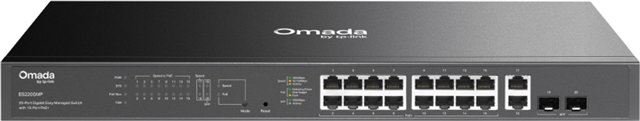 Omada 20-Port Gigabit Easy Managed Switch with 16-Port PoE+</br>PORT: 16&times; Gigabit PoE+ Ports, 2x Gigabit Non-PoE Ports, 2&times; Gigabit SFP Ports</br>SPEC: 802.3at/af, 250 W PoE Power, 1U 19-inch Rack-mountable Steel Case</br>FEATURE: Integration with Omada SDN Controller and Omada Cloud Essentials, Fast PoE, Perpetual PoE, Flow Control, Loopback Detection, Port Isolation, Port Mirroring, LAG, VLAN, IGMP Snooping, QoS, Storm Control"</br></br>