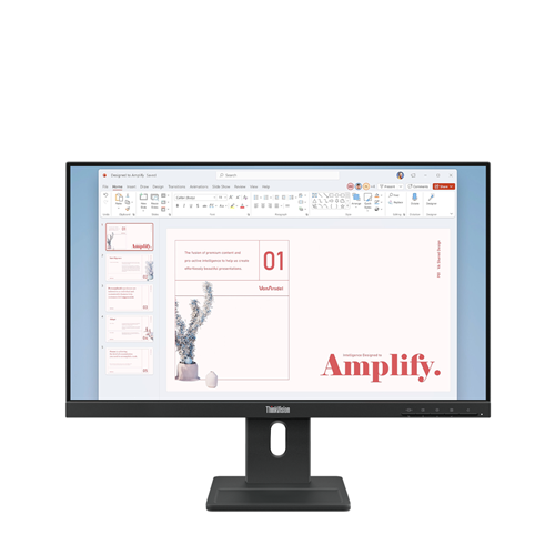 Lenovo ThinkVision  E24-40, 23.8 inch WLED Backlit LCD Monitor, FHD In-Plane Switching (IPS) Panel 3-side Borderless, 1920 x 1080 (16:9), Anti-Glare, Natural Low Blue Light, HDMI, DP, VGA input, Integrated Speaker, Tilt, Swivel Angle, Lift, Pivot, Vesa Mount supported. Cable In Box : Power Cable, HDMI cable. 3 Years Warranty.