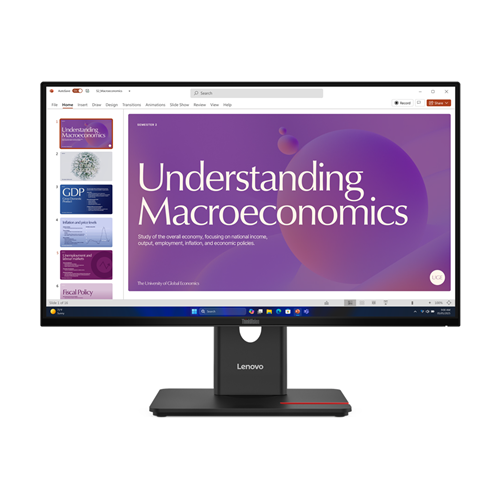 Lenovo ThinkVision T24D-40, 23.8-inch Wide LED Backlit LCD Monitor, Full-HD monitor with In-Plane Switching Panel, 1920x1080 (16:9), Anti-Glare, Natural Low Blue Light, DP + HDMI + USB Type-C +DP-Out+ Ethernet, USB Type-C Power Delivery up to 96W; Full function stand: Height adjustable, Tilt, Swivel and Pivot, Audio out; 4-port USB3.2 Gen1 hub; Cable inbox: USB Type-C and DP1.2 (1.8m); 3-year warranty.
