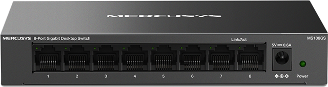 8-port Gigabit Switch, 8x 10/100/1000M RJ45 ports, steel case</br></br>