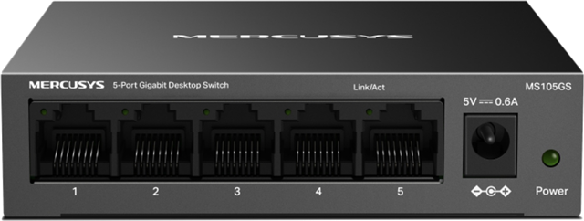 5-port Gigabit Switch, 5x 10/100/1000M RJ45 ports, steel case</br></br>
