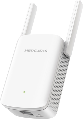 AX1500 Wi-Fi Range Extender </br>SPEED: 300 Mbps at 2.4 GHz + 1201 Mbps at 5 GHz</br>SPEC: 2&times; Fixed External Antennas, 1 &times; Gigabit Port, Wall Plugged, 1024 QAM, OFDMA</br>FEATURE: MERCUSYS APP, WPS/Reset Button, Signal Indicator, Range Extender/Access Point mode, Adaptive Path Selection, Access Control, Beamforming, MU-MIMO, Power Schedule, LED Control, Works with Any Router, EasyMesh</br>