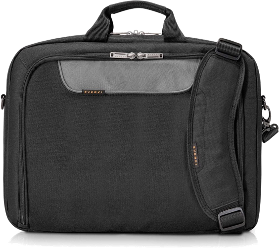 EVERKI Advance Briefcase Notebook bag 17.3'", Separate zippered accessory pocket , Front stash pocket, Trolley handle pass through strap, Ergonomic shoulder pad</br> - Trolley Handle Pass-Through</br> - Ergonomic Two-Way Adjustable Shoulder Strap</br> - High-Contrast Lining