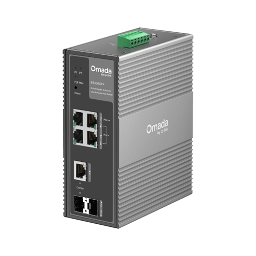 "Omada 6-Port Gigabit Industrial Easy Managed Switch with 3-Port PoE+ and 1-Port PoE++</br>KEY SPEC: 1. Operating Temperature: -40-75 ?</br>2. Installation: DIN/Wall-mounting</br>3. Up to 240 W PoE Budget with 2&times; PoE++ and 6&times; PoE+ ports</br>4. Ports: 2&times; GE SFP/RJ45, 8&times; GE RJ45</br>5. Omada SDN central management"</br>