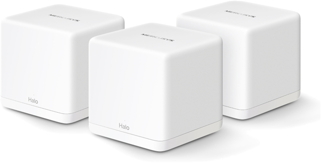 3-Pack AX1500 Whole Home Mesh WiFi 6 System</br></br>    Dual Band WiFi 6 Speeds up to 1500 Mbps &ndash; 1201 Mbps on 5 GHz and 300 Mbps on 2.4 GHz.&dagger;</br>    Seamless Roaming with One Unified Network &ndash; Halo units work together to automatically switch between Halos as you move around your home with a single unified WiFi name and password.&Dagger;</br>    Whole Home Coverage &ndash; Blanket up to 6,000 ft&sup2; (550 m&sup2;) with high-speed WiFi, eliminating WiFi dead zones at your home.&dagger;</br>    Connect over 100 Devices &ndash; Provide fast and stable connections over 100 devices.&dagger;</br>    Easily Manage Your Home Network &ndash; Use the MERCUSYS App to quickly set up and manage your WiFi. You can also manage your kids&rsquo; online time and contents.</br>    Full Gigabit Ports &ndash; Gigabit ports for lightning-fast wired connections