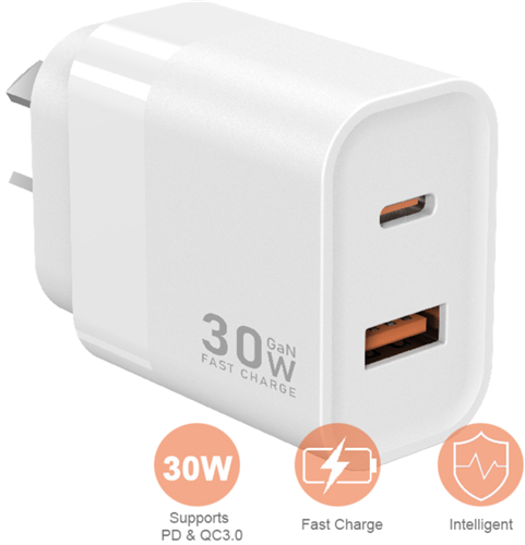 This dual-port USB wall charger features both USB-C and USB-A outputs, allowing fast and convenient charging of two devices at the same time, Compact, travel-ready, and built for everyday reliability, it delivers safe and efficient power wherever you are.