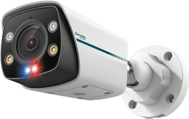 Omada 8MP Bullet PoE Security Camera</br>SPEC: 8MP, 4mm Fixed Lens, 1/2.7" Progressive Scan CMOS, H.265+, IR/White LED, 25fps (3840 &times; 2160), Red-Blue Alarm light, IP67, PoE/DC 12V, 120dB WDR, Built-in Mic/Speaker, micro-SD Slot (up to 512GB), ONVIF Profile S/G/T, Ideal for Fusion Gateway</br>
