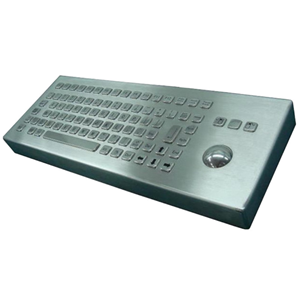 The Inputel KB-CA3 stainless steel desktop keyboard with integrated trackball has 83 keys and is made of high quality steel. 

A IP65 vandal proof and water resistant metal keyboard for industrial application.
