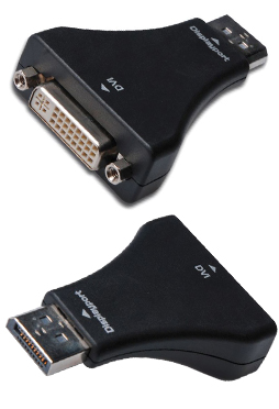 DisplayPort adapter, DP (male) - DVI-I (24+5 female), Plastic housing, Colour: Black, Passive</br> </br>